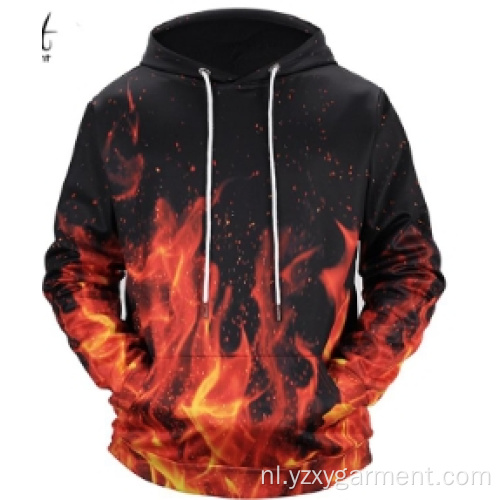 Red fire hoodie met digitale print